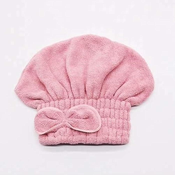 Quick dry hair cap hair hat hair towel hair turban bath towel home hotel wash hair (Pink)